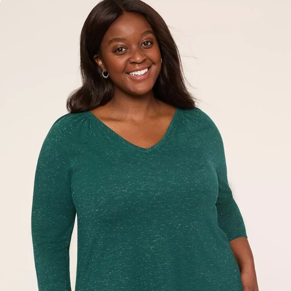 NWT Lane Bryant 3/4 Sleeve Sparkle Top